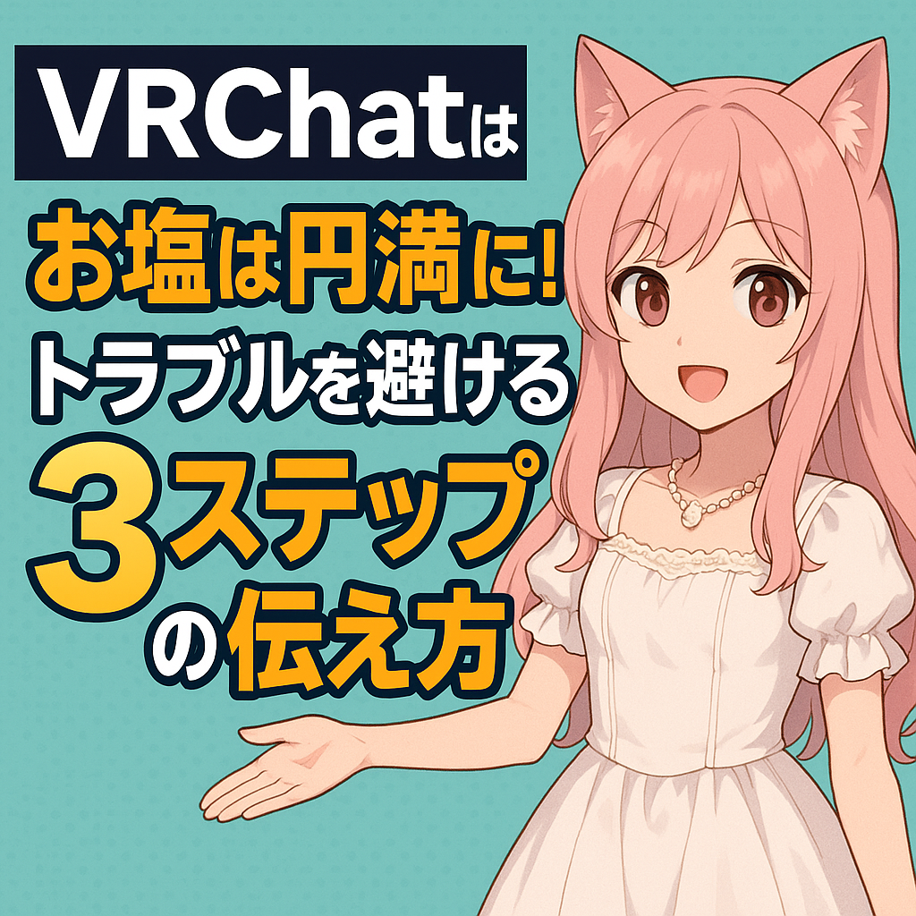 「VRChatでのお塩は円満に！トラブルを避ける3ステップの伝え方」のアイキャッチ画像