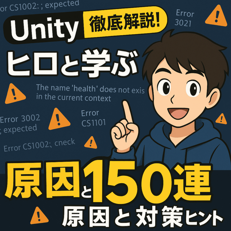 【Unityエラー大辞典!?】ヒロと学ぶ！エラー＆警告150連発！原因と対策のヒント集！