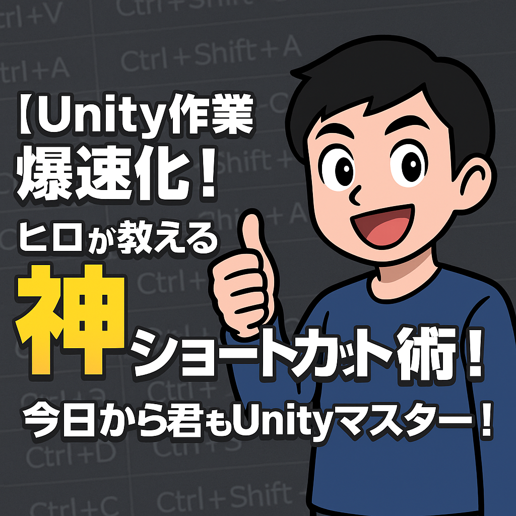 「【Unity作業爆速化！】ヒロが教える神ショートカット術！今日から君もUnityマスター！」のアイキャッチ画像