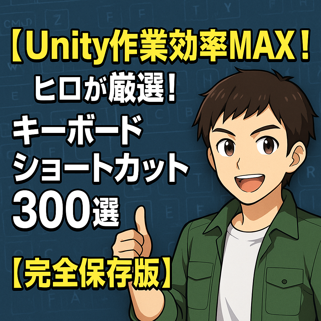 「【Unity作業効率MAX！】ヒロが厳選！キーボードショートカット300選【完全保存版】」のアイキャッチ画像